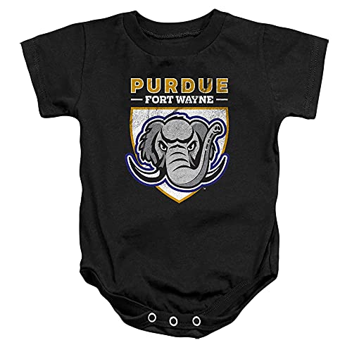 Purdue University Fort Wayne Official Distressed Primary Logo Unisex Infant Snap Suit for Baby,Black, 12 Months