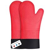 Guanti Forno, Sopito Guanto Forno Silicone Resistente al Calore Extra Lungo Antiscivolo Gu...