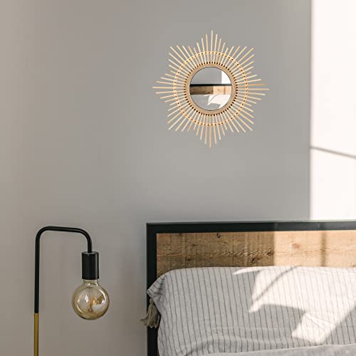 Swthony 19.3 Inch Sunburst Wall Mirror Hanging Rattan Boho Mirror For Wall Decor Wall Mounted Round Wicker Mirror For Farmhouse, Living Room, Bedroom, Bathroom #TOP6