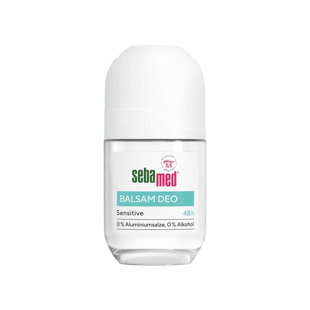 Sebamed Deo Roll-On, Balsam Deo Sensitive 50 ml, mit 48 Stunden Wirkung, ohne Aluminiumsalze, ohne Alkohol, effektive Wirkformel mit Zink-Komplex, pH-Wert 5,5 stärkt den Hautschutzmantel