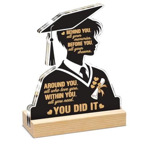 Class of 2026 Graduation Gifts Present for Him, 2026 College Graduation Party Decorations, Inspirational You Did It Grad Gifts Acrylic Sign Keepsake Desk Decor
