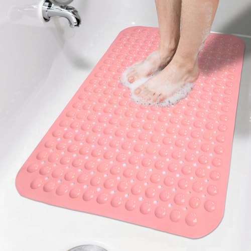 Naoloture Non Slip Bathtub Mat Bath Shower Mat Pink 17"x30" Standard Size