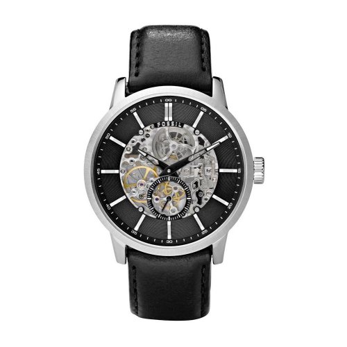 Fossil Mechanical Automatic Leather Watch Black