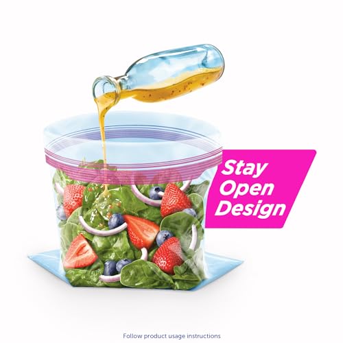 Ziploc Sacos de armazenamento de alimentos de galão, design aberto com fundo de pé, fácil de encher,
