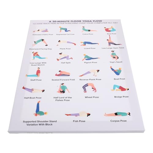 Image of TOYANDONA Yoga Poses Poster with Solid Wood Frame for Home Gym Wall Space, Canvas Exercise Chart Providing Visual Guidance and Balance, for Beginners and Women