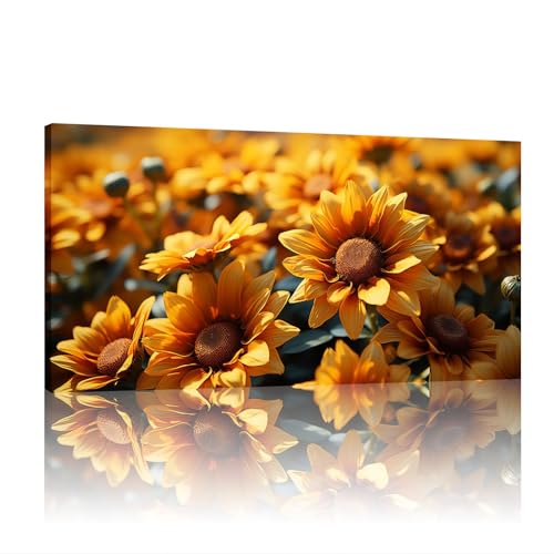 Tableau sur toile de tournesol jaune : impressions d'art murales grand format 65x130 cm