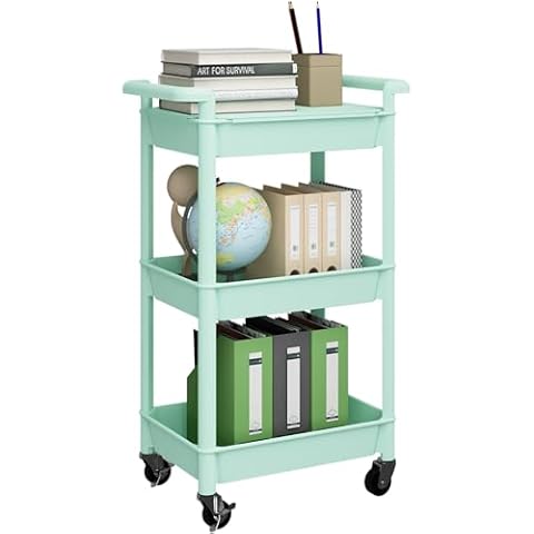 Steehoom 3-Tier Rolling Cart with Lid Cover