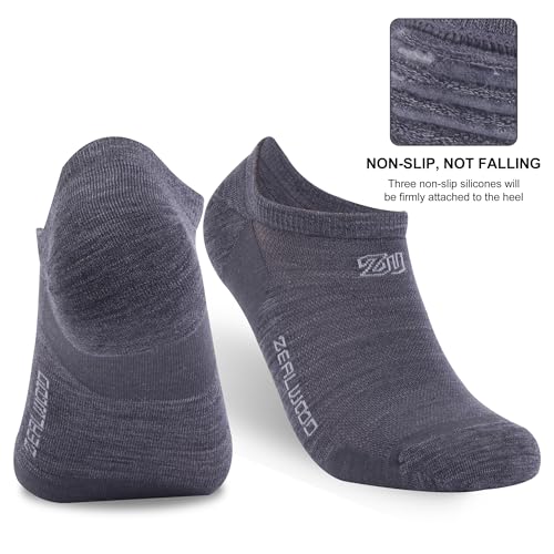 Image of ZEAL WOOD 3 Pairs Merino Wool No Show Athletic Socks For Men Women Ankle Running Golf Tennis Low Cut Hiking Socks