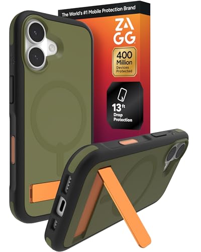 Image of ZAGG Sedona Snap Case with Kickstand for iPhone 17 - Green Sea Kelp, Drop Protection (13ft /4m), Multi-Layer Protection, with Camera Button, MagSafe Phone Case with Impact-Absorbing Bumpers