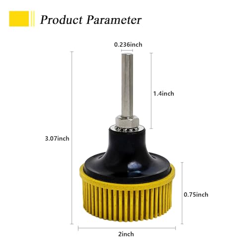 Image of Tools 2 Inch Bristle Disc Bristle Disc Grade - 80# Grit Abrasive Coating Removal Disc for Metal with 6mm Shank Attachment 1set