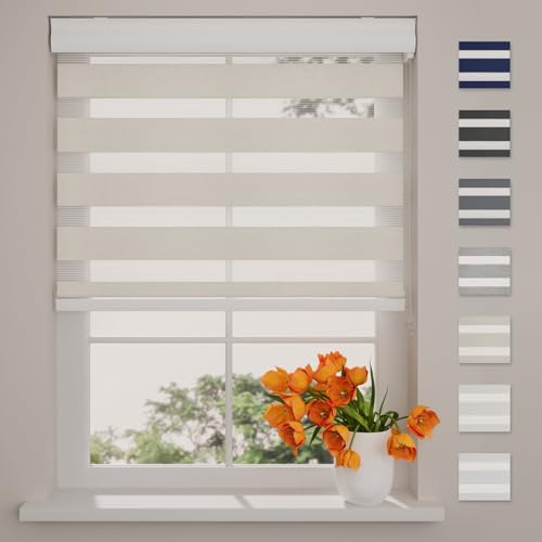 Radeco® Store Enrouleur Jour Nuit avec Cassette 190 x 175 cm (L x H) Lin, Lumineux ou Transparent, Disponible en largeurs de 40 à 220 cm, Installation...