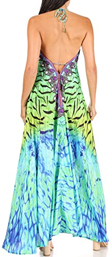 Image of Sakkas Lizi Womens Maxi High-Low Halter Handkerchief Long Dress Beach Party