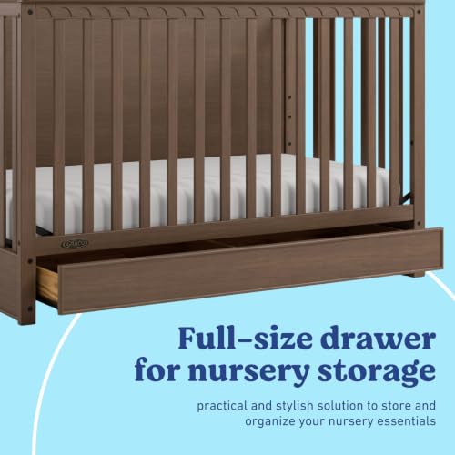 Graco Sasha 5-in-1 Convertible Crib with Drawer (Hazelnut) – GREENGUARD Gold Certified Wood Crib, Converts to Toddler Bed, Daybed, Full-Size Bed, Stylish Classic Design - image 4