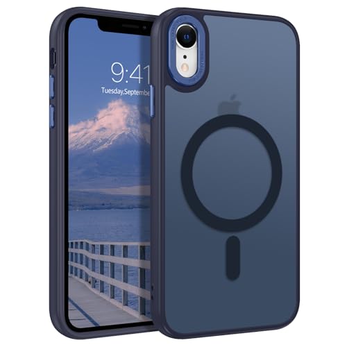 GUAGUA Magnetisch Hülle für iPhone XR [Kompatibel mit MagSafe] Matt Handyhülle Stoßfest Durchscheinende Rückseite Dünn Schutzhülle Case für iPhone XR (6,1 Zoll) Blau