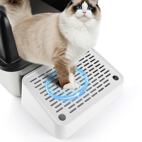 Cat Litter Box Ramp, Litter Box Step Mat with Filter Function, Cat Litter Catcher for Self-Cleaning Litter Boxes, Cats Pedal Stool Ideal for Kitten & Elderly Cats (White)
