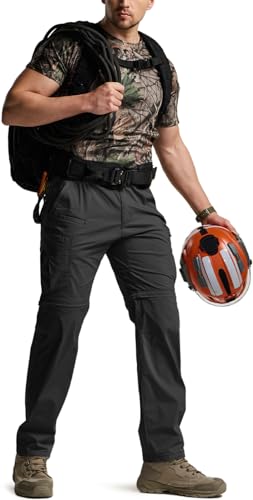 Image of CQR Men's Convertible Cargo Tactical Pants, Water Resistant Outdoor Hiking Pants, Zip Off Lightweight Stretch Work Pants