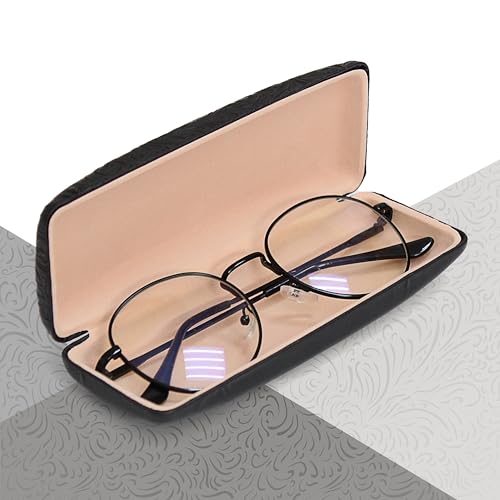 Image of Women's Hard Eyeglass Shell Case with Floral Embossing - Premium PU Leather Glasses Hard Shell Red Purple Black Brown