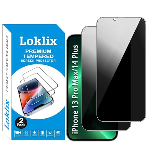Image of Privacy Screen Protector, Compatible with iPhone 13 Pro Max - Pack of 2, Anti-Spy 9H Tempered Glass, Face ID Compatible, Anti-Fingerprint, Smudge Resistant