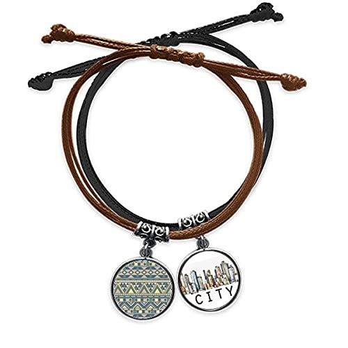 Bracelet corde main chaîne ethnique avec losanges et triangle nordique
