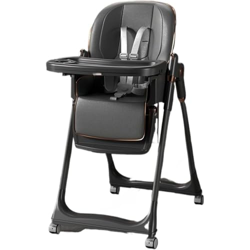 Fiyyuga ベビーダイニングチェア、ベビーシート、座ったり横になったりできる、テーブル、多機能子供用ダ、ハイとロー、折りたたみ可能、調節可能、移動が簡単、ギフト (グレー)