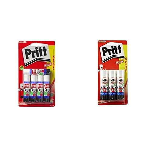 Pritt 1483489 Glue Stick,Small(Pack of 5)-White &Stick Original Glue Stick - Multi Pack 3 x 22g - Childproof and washable for paper, cardboard and felt Cover