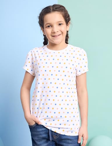 Image of Amazon Brand - Symbol Girls 100% Cotton Graphic Printed Half Sleeves T-Shirt | Age 2-14 Years (Combo Pack of 3 and 5)