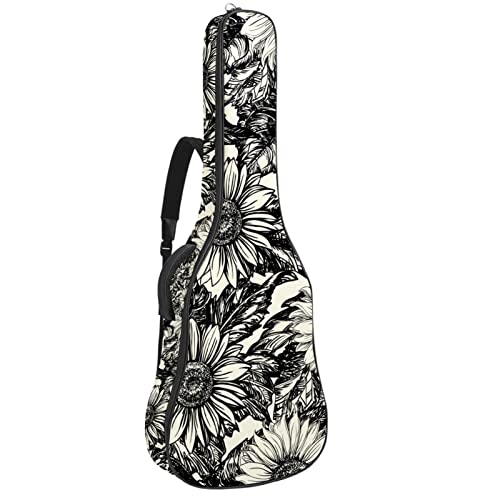 Sac guitare acoustique étanche motif flamant rose - Rangement organisé pour musiciens nomades