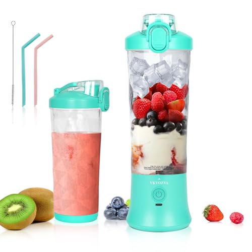 VKYOZVA Portable Blender, 20 Oz Travel Blender USB-C Rechargeable with 6 -leaf Stainless Steel...