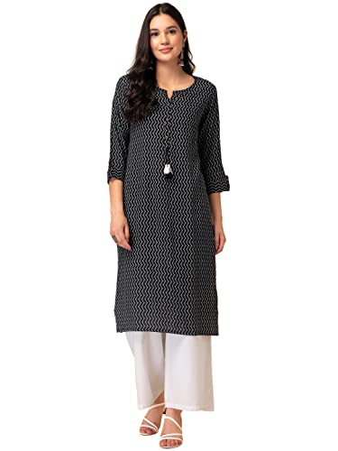 Image of Indya Womens Pink Floral Jaal Print Cotton Kurta And Printed Pants (Set of 2)