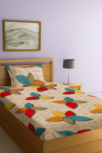 Image of DECORUM Glace Cotton Single Bedsheet with 1 Pillow Cover | Soft, Durable, Lightweight & Skin-Friendly Fabric| Suitable for Single /Diwan Bed Size