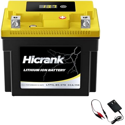 YTX-5L STD 12.8V 3AH 150CCA with 1A AC-to-DC Battery Charger (Alligator) Cover