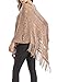 QZUnique Women's Knitted Tassel Shawl Asymmetric Hem Poncho Fringed Pullover Sweater Solid Color Cowl Neck Top Coat Wrap Cape
