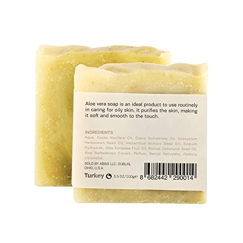 Authentic Bath & Soap Cold Processed Aloe Vera Bar Soap For Men & Women. No Sulfates Or Paraben, Cruelty Free, Vegan. Hydrating, And Refreshing Face & Body Wash. 3.5 Oz Each (Pack Of 2) #TOP2