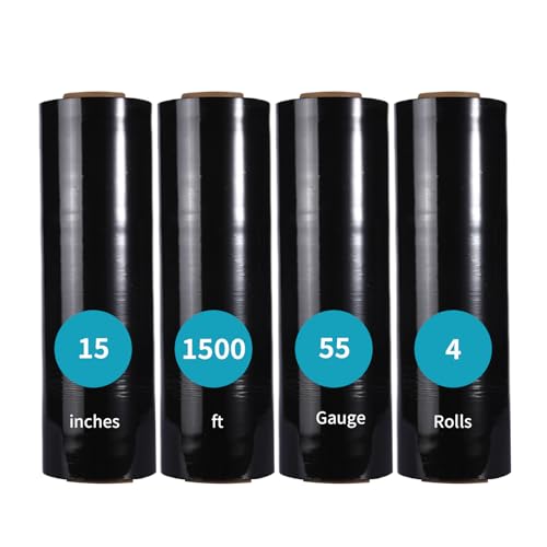 LED ENERGY PLUS 500% Stretch Ability Black Stretch Wrap, 15