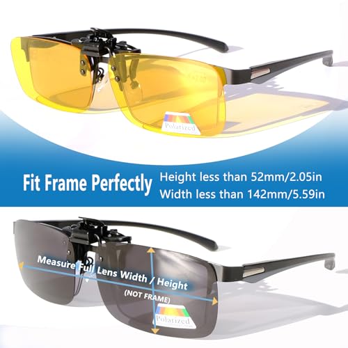 Sehnsucht Clip on Sunglasses for Men Women Polarized Dirving Clip on Night Vision Sunglasses Over Prescription Glasses3