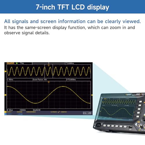 Image of OWON Oscilloscope, 150MHz Bandwidth Dual Channel Digital Oscilloscope 1GSa /s Sample Rate for Each Channel with 7 inch LCD OWON SDS215