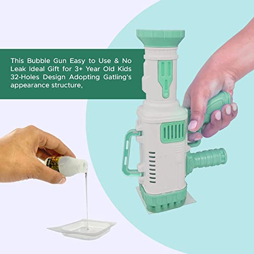 Image of 32 Hole Electric Gatling Bubble Maker Machine Gun with Liquid Soap Solution Indoor and Outdoor Toys for Kids Toddlers Girls Boys Bubble Blower Launcher | PoPo Toys
