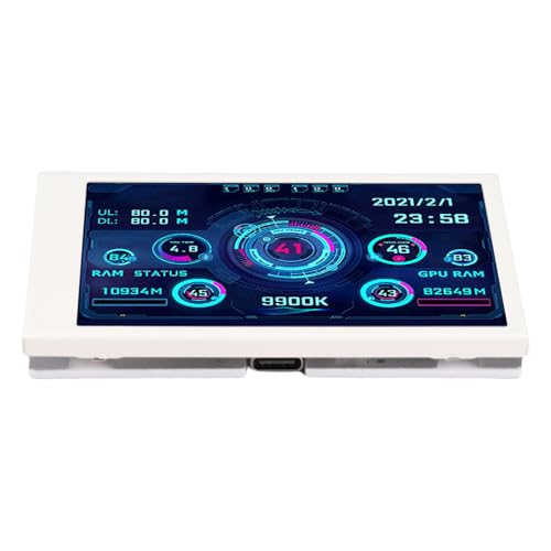 Image of Dpofirs Computer Temp Monitor, 3.5in PC Sensor Panel Display, PC Temperature Display for CPU Hard Disk Data, PC Case Secondary Screen (White)
