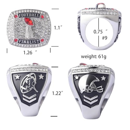 Image of 12 pcs Pack FFT02 6 Styles Football Championship Trophy Ring Champion and Finalist Awards Finger Size 9