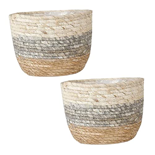 INOOMP 2piezas Cestas De Flores Tejidas De Esparrago para Decoración De Jardín y Balcón Macetas para Plantas Interiores y Exteriores
