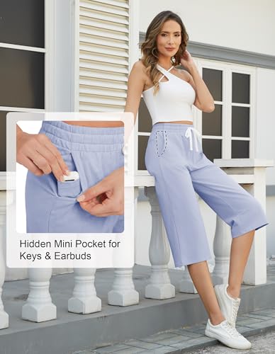 Image of SPECIALMAGIC Women Capri Pants Cotton Yoga Wide Leg Pajama Pants Capris Sweatpants Sports