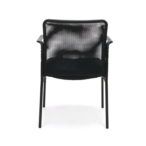 Ofm Ess Collection Mesh Back Upholstered Side Chair, With Arms, Black #TOP3
