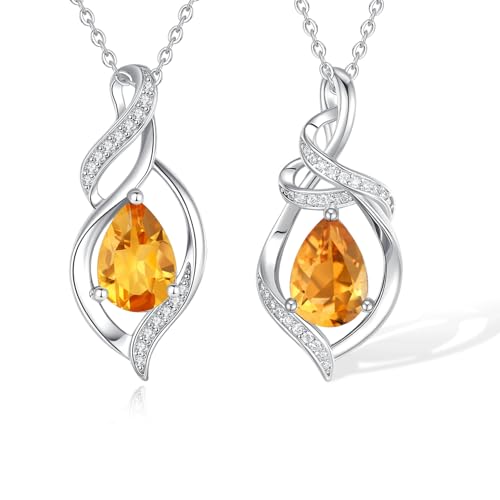 FANCIME Citrine Necklace November Birthstone Jewelry for Women