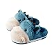 PINGESILU Pantoufles d'hippopotame pantoufles d'animaux en peluche pantoufles en coton pour adultes chaussures de maison pour femmes pantoufles d'intérieur (44/45, lac bleu, numeric_44)