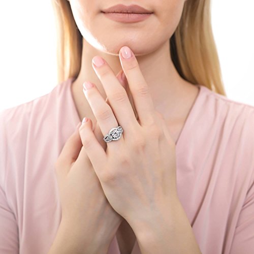 Berricle Sterling Silver 3-Stone Wedding Engagement Rings Round Cubic Zirconia Cz Anniversary Ring Set For Women, Rhodium Plated Size 5.5 #TOP7