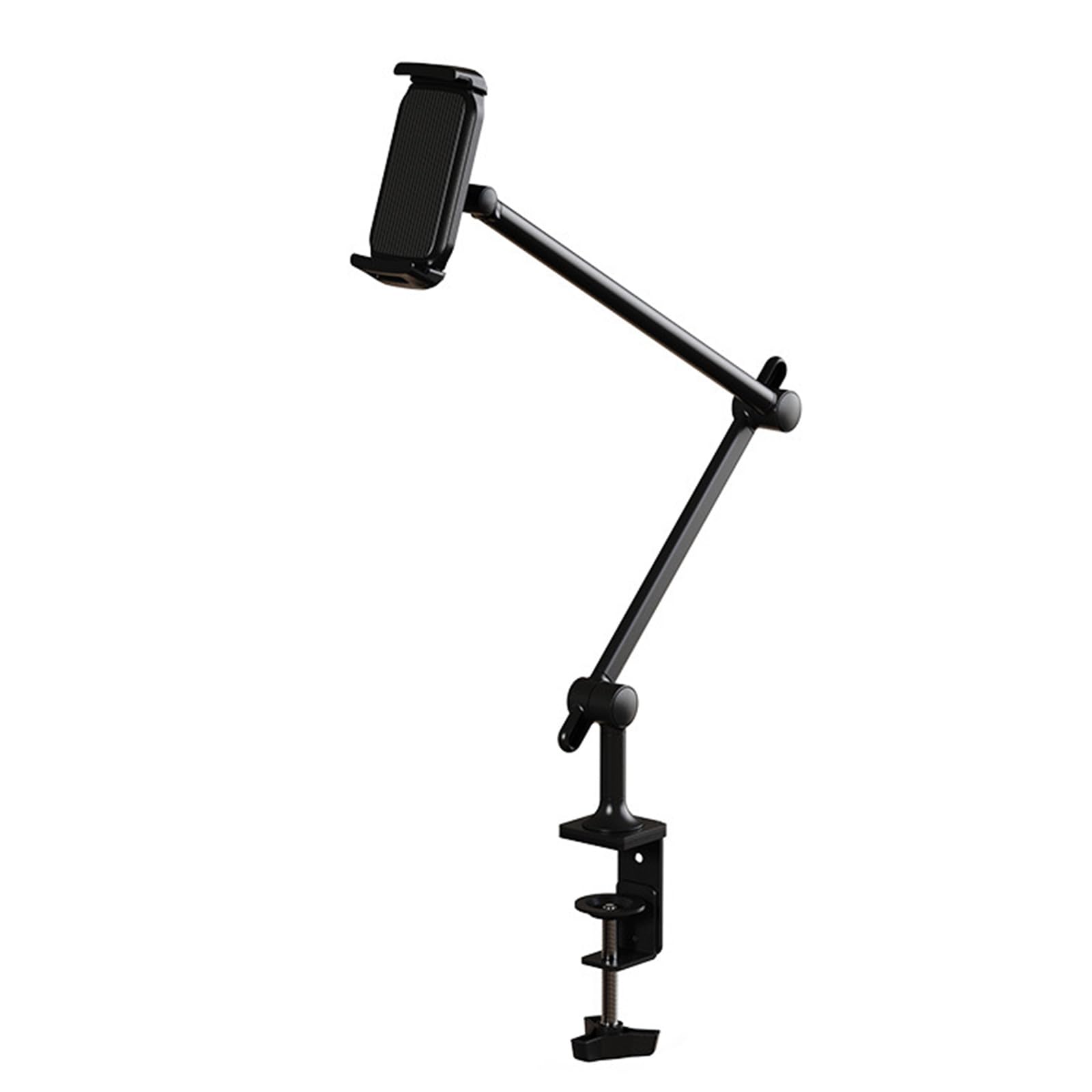 Soporte profesional para tabletas con rotación de rótula, construcción de metal resistente, altura ajustable para tabletas de 4.7 a 12.9 pulgadas, soporte ajustable con abrazadera de mesa