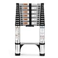 SocTone 12.5FT Aluminum Telescoping Ladder, 330lbs Capacity Lightweight Extension Ladder with 2 Triangle Stabilizers, Multi-Purpose Collapsible Ladder for RV, Home, and Outdoor Work