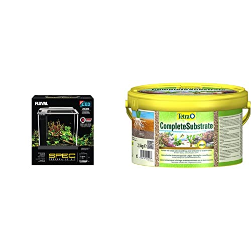 Fluval Spec 3 Nano Aquarium, mit 10L Fassungsvermoegen, in schwarz & Tetra Complete Substrate - nährstoffreicher Bodengrund mit Langzeit-Dünger für gesunde Pflanzen 2,5 kg Eimer