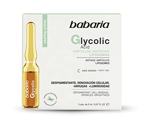 Babaria Ampollas Renovación Celular Ácido Glicólico, Transparente, 5 x 2 ml