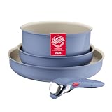 Lagostina Ingenio Pastel, Set di Padelle Antiaderenti 4 Pezzi con Manico Rimovibile, Compa...